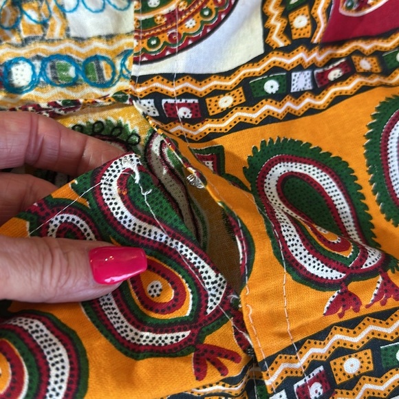 Blue and Yellow Short Sleeve Crop Blouse with Tie Front - Picture 13 of 13